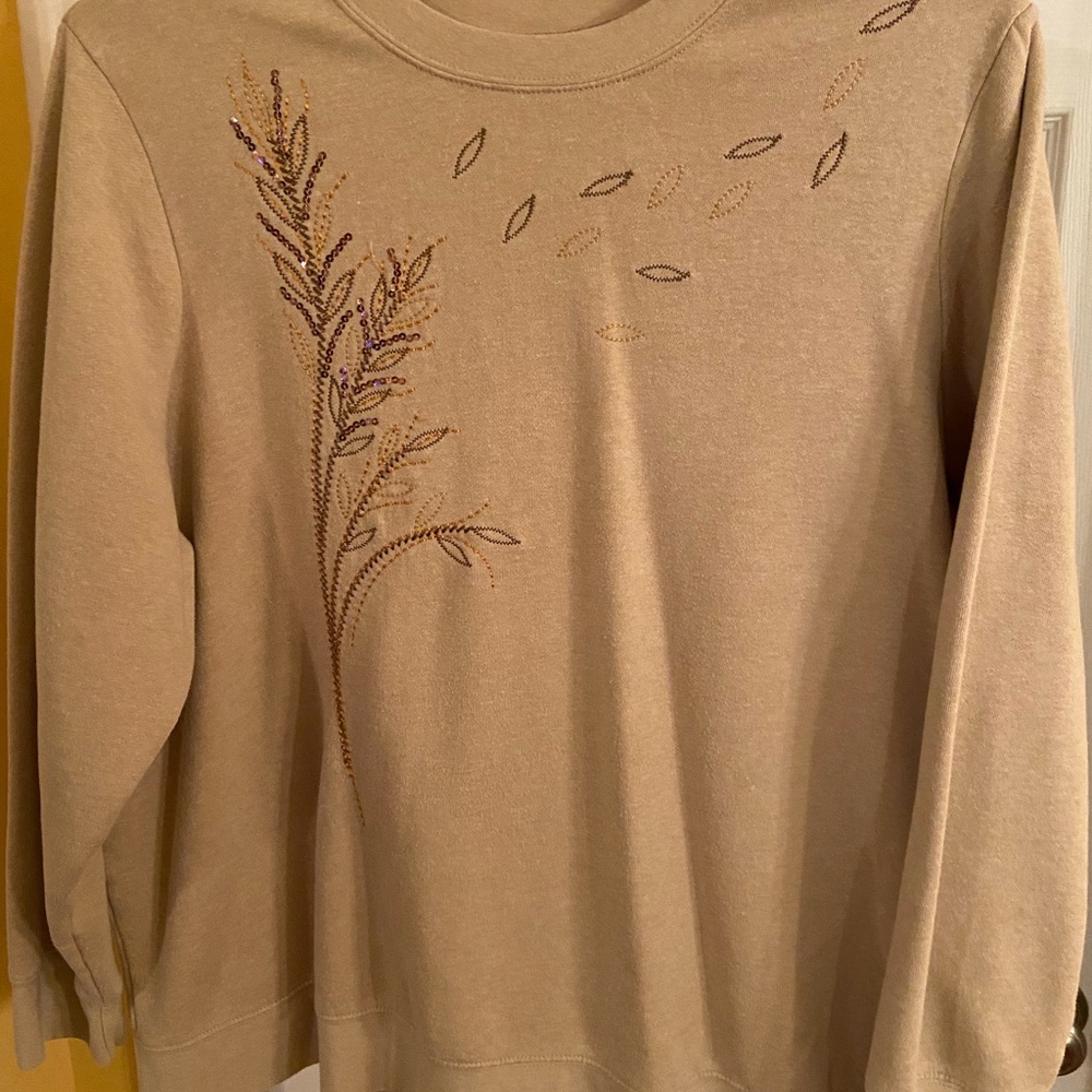 🍁GET READY FOR FALL!🍁Lightweight sweatshirt in Tan with design.